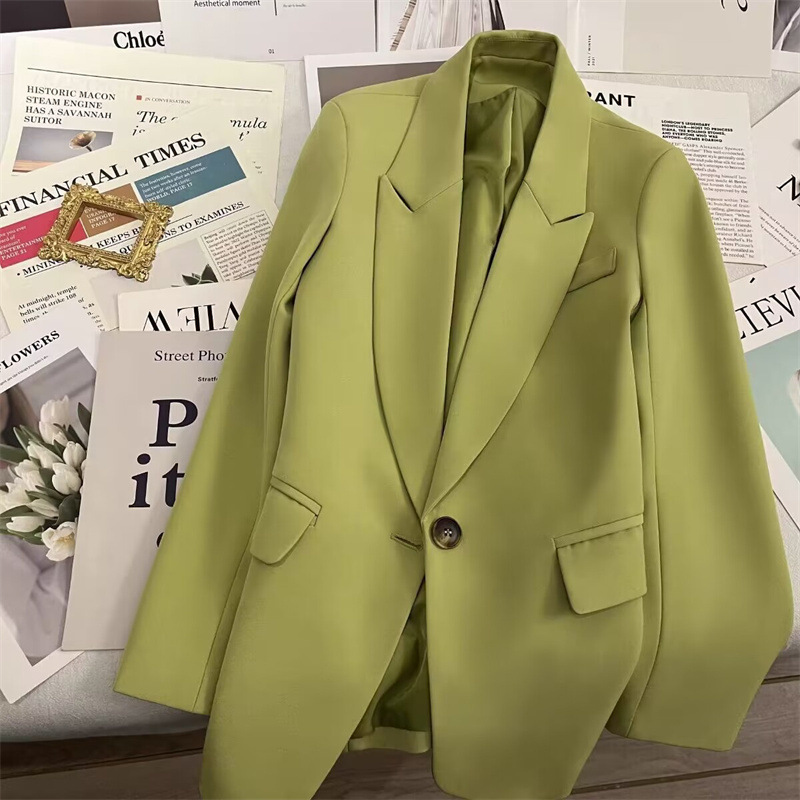 Spring and Autumn Suit Jacket for Women 2025 Autumn New Edition Avocado Color Internet Celebrity Fried Street Style Trendy Casual Suit Spring and Autumn Suit Jacket for Women 2025 Autumn New Edition Avocado Color Internet Celebrity Fried Street Style Trendy Casual Suit