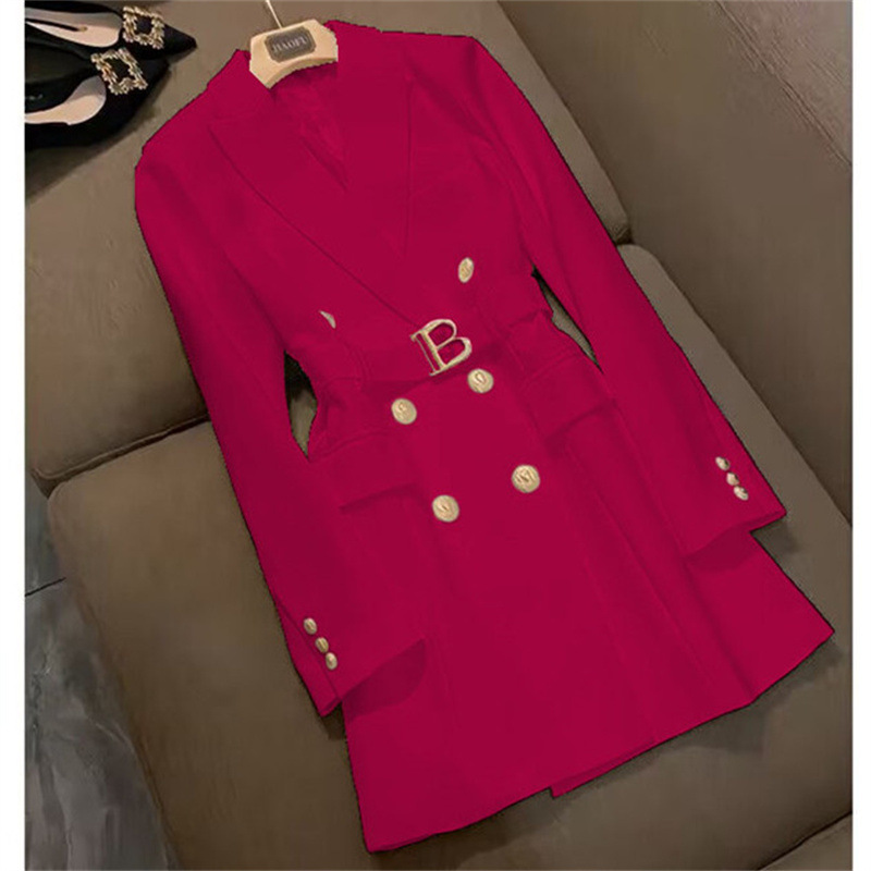 High end explosive street suit jacket for women, mid to long style, 2025 Spring and Autumn new style, British style, single breasted trench coat trend High end explosive street suit jacket for women, mid to long style, 2025 Spring and Autumn new style, British style, single breasted trench coat trend