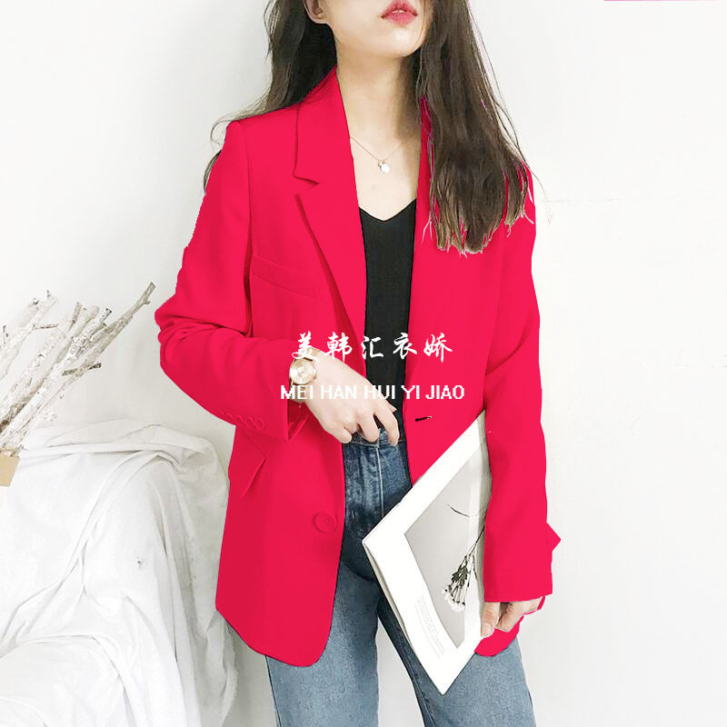 New women's suit jacket 2025 Spring and Autumn new Korean version loose student mid length top casual small suit for women New women's suit jacket 2025 Spring and Autumn new Korean version loose student mid length top casual small suit for women