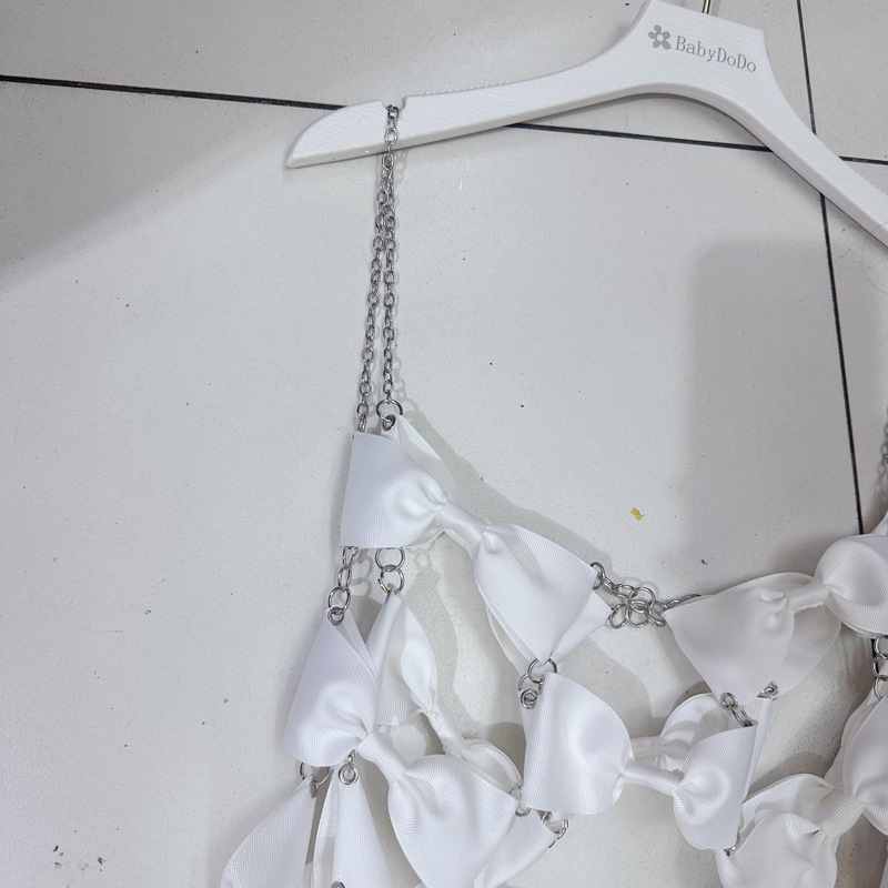 Thirteen lines European and American style sexy hollow chain suspender bow loose dress perspective skirt F3 # 5028 Thirteen lines European and American style sexy hollow chain suspender bow loose dress perspective skirt F3 # 5028