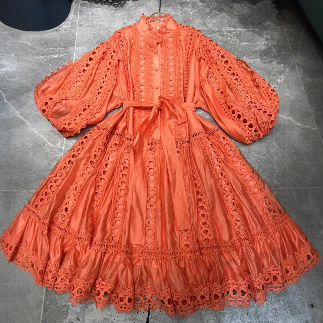 Thirteen Rows Australia New Lantern Sleeve Love Hollow Lace Single breasted Loose Short Skirt Dress A3 # 9070 Thirteen Rows Australia New Lantern Sleeve Love Hollow Lace Single breasted Loose Short Skirt Dress A3 # 9070