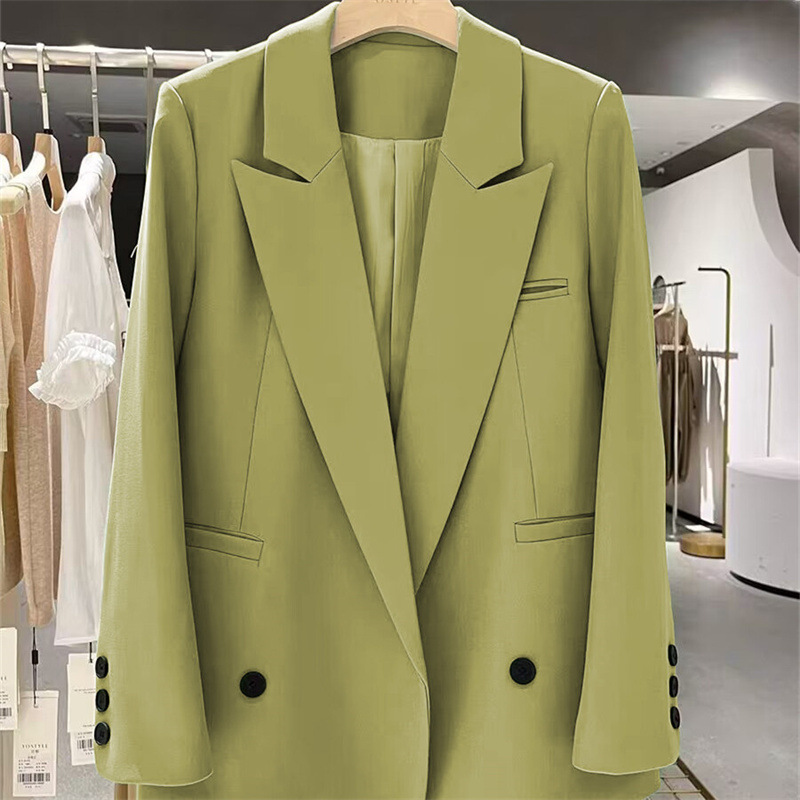 Yellow mini suit jacket for women's Spring and Autumn 2025 new Korean version straight tube casual niche design explosive street trend top Yellow mini suit jacket for women's Spring and Autumn 2025 new Korean version straight tube casual niche design explosive street trend top