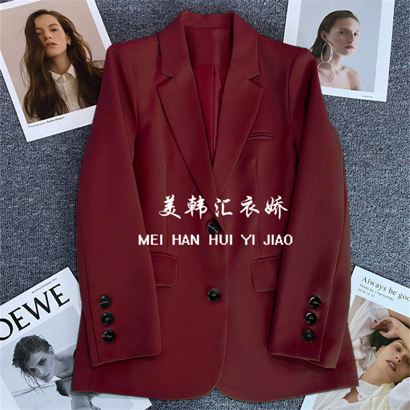 Red suit jacket for women, 2025 Spring and Autumn new style, casual temperament, explosive street suit, Korean version suit jacket, suit Red suit jacket for women, 2025 Spring and Autumn new style, casual temperament, explosive street suit, Korean version suit jacket, suit