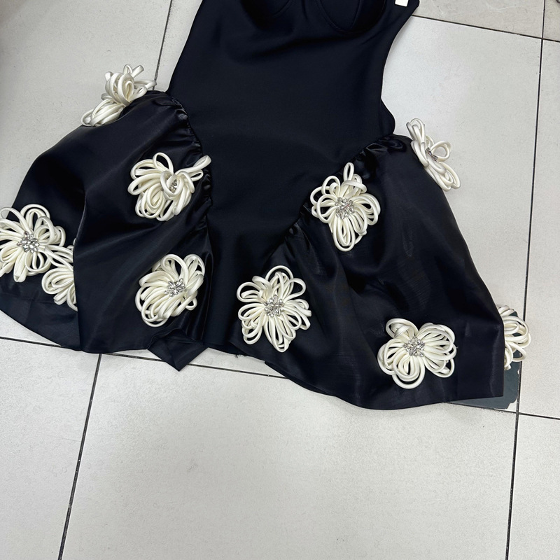 Thirteen line knitted bandage elastic strapless puffy handmade flower dress party evening dress A3 # 2272 Thirteen line knitted bandage elastic strapless puffy handmade flower dress party evening dress A3 # 2272