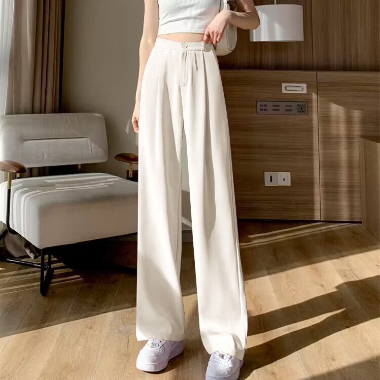 Wide leg pants, women's pants, loose hanging, high waisted, orange colored trousers, spring and autumn style, suit, narrow version, straight leg, casual floor length pants Wide leg pants, women's pants, loose hanging, high waisted, orange colored trousers, spring and autumn style, suit, narrow version, straight leg, casual floor length pants