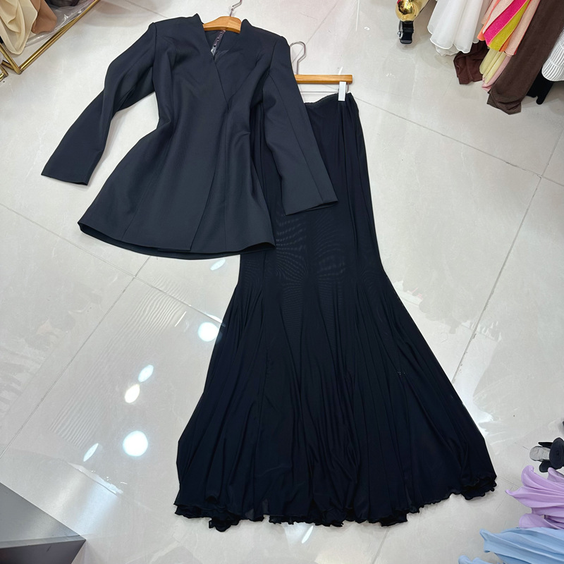 Thirteen line Australian French fashionable mid length suit+mesh skirt set, three piece set A2 # 8519 Thirteen line Australian French fashionable mid length suit+mesh skirt set, three piece set A2 # 8519