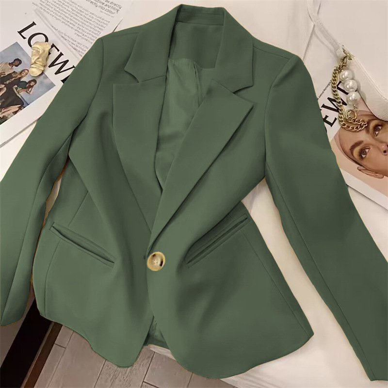 Spring 2025 new green suit jacket for women, niche design, versatile and casual Korean version, popular for young children Spring 2025 new green suit jacket for women, niche design, versatile and casual Korean version, popular for young children