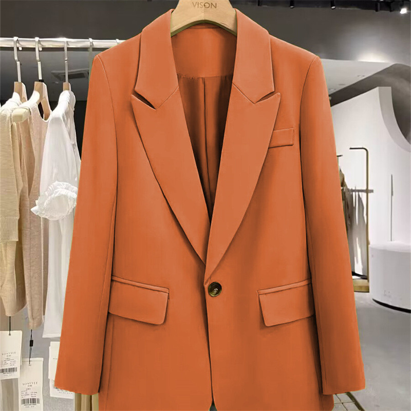 Coffee colored suit jacket for women in the spring and autumn of 2025, a new niche one button fashionable and versatile foreign trade women's small suit Coffee colored suit jacket for women in the spring and autumn of 2025, a new niche one button fashionable and versatile foreign trade women's small suit