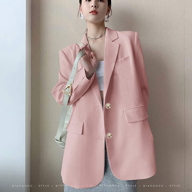 White suit jacket for women's Spring and Autumn 2025 new Korean version loose internet celebrity casual professional fashion small suit top White suit jacket for women's Spring and Autumn 2025 new Korean version loose internet celebrity casual professional fashion small suit top