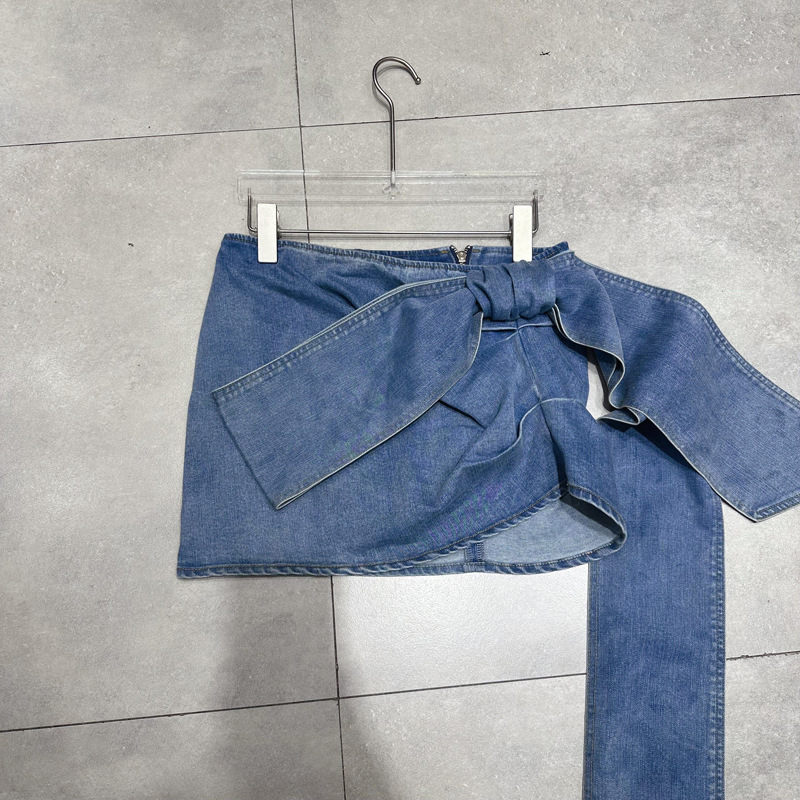 Thirteen lines summer ribbon bow decoration short European and American blogger ins style denim skirt A3 # 5100 Thirteen lines summer ribbon bow decoration short European and American blogger ins style denim skirt A3 # 5100