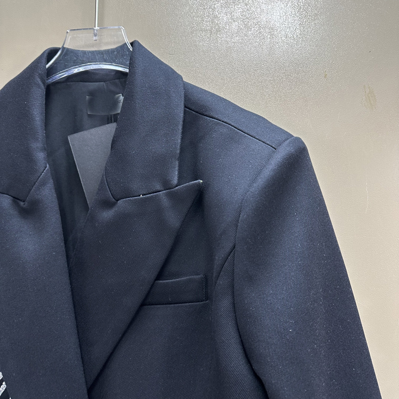 Thirteen elements European temperament medium long suit jacket versatile heavy industry nail bead exquisite feather nail diamond A3 # 8999 Thirteen elements European temperament medium long suit jacket versatile heavy industry nail bead exquisite feather nail diamond A3 # 8999