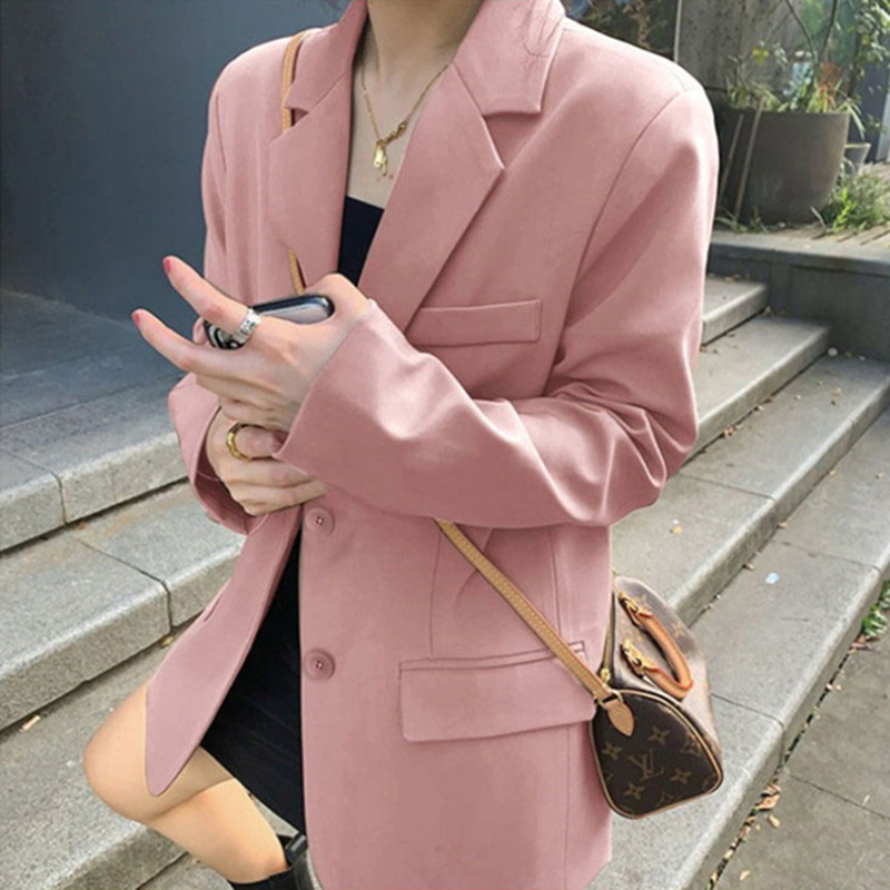 Suit jacket for women 2025 Spring and Autumn Internet celebrity new autumn outfit Korean version loose suit pink casual suit jacket for women Suit jacket for women 2025 Spring and Autumn Internet celebrity new autumn outfit Korean version loose suit pink casual suit jacket for women