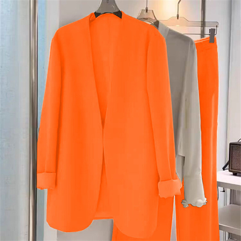 2025 Spring and Autumn plus size suit set, women's fat mm loose casual formal suit, wide leg pants two-piece set, small suit jacket 2025 Spring and Autumn plus size suit set, women's fat mm loose casual formal suit, wide leg pants two-piece set, small suit jacket