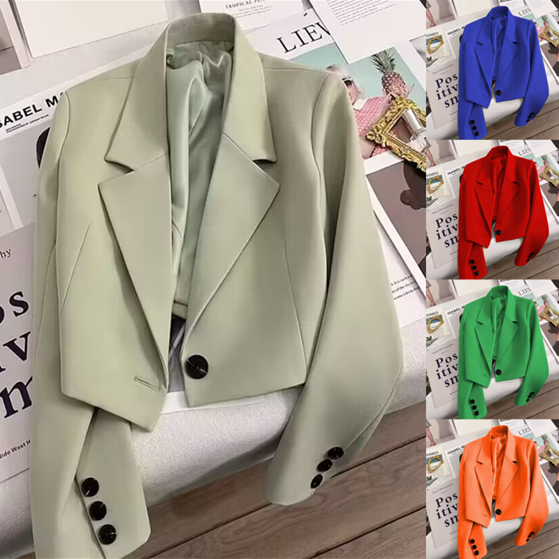 Short suit jacket for women, small stature, 2025 Spring and Autumn Jade Green Season new style, versatile student suit for trendy women Short suit jacket for women, small stature, 2025 Spring and Autumn Jade Green Season new style, versatile student suit for trendy women