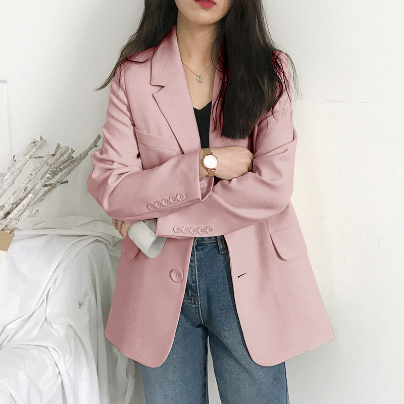 New women's suit jacket 2025 Spring and Autumn new Korean version loose student mid length top casual small suit for women New women's suit jacket 2025 Spring and Autumn new Korean version loose student mid length top casual small suit for women