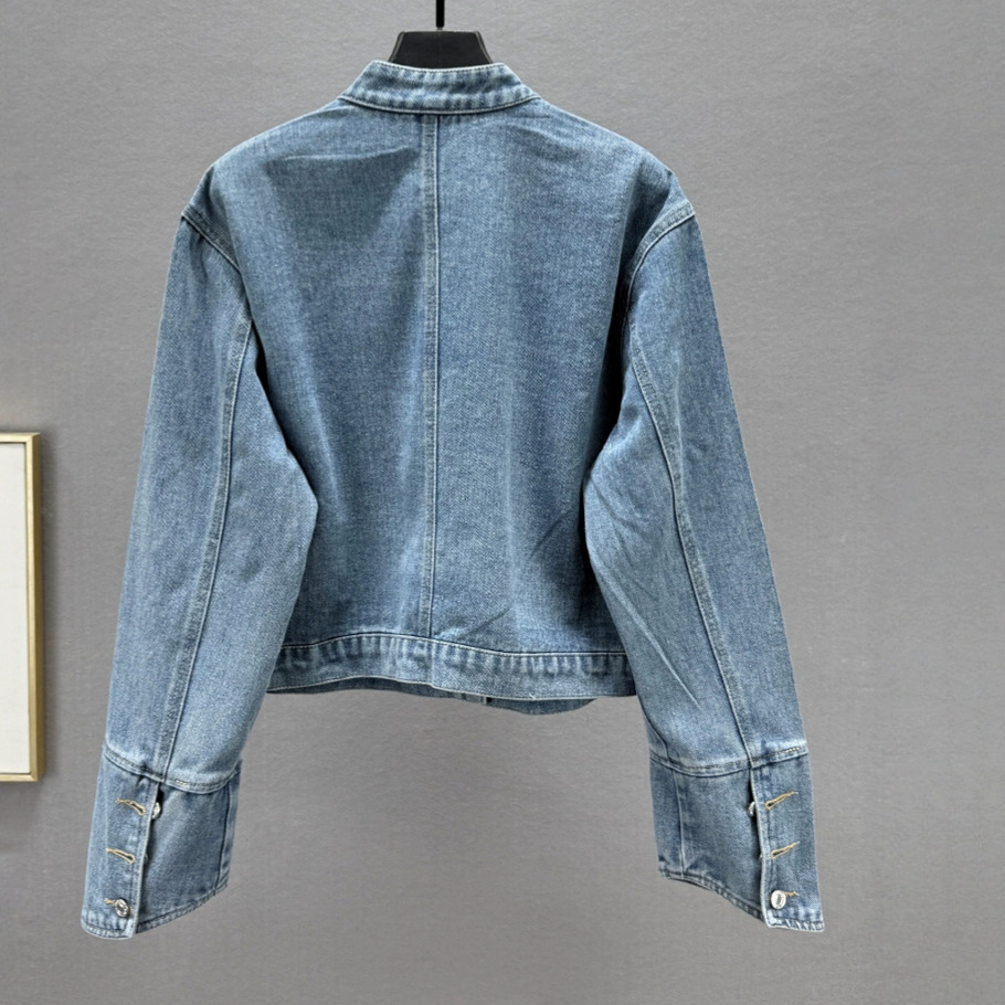 Thailand Fashion Brand Spring and Autumn 2025 New Products Heavy Industry Diamond inlaid Denim Coat Women's Loose Slim Stand Collar Long Sleeve Top Thailand Fashion Brand Spring and Autumn 2025 New Products Heavy Industry Diamond inlaid Denim Coat Women's Loose Slim Stand Collar Long Sleeve Top
