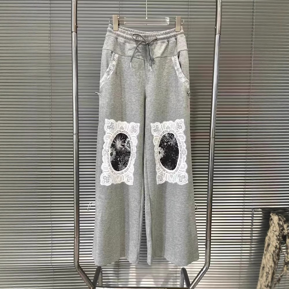 European Station 2025 Spring/Summer New Style American Spicy Girl Style Slim Fit and Versatile Lace Splicing Casual Pants Women's Pants Trendy