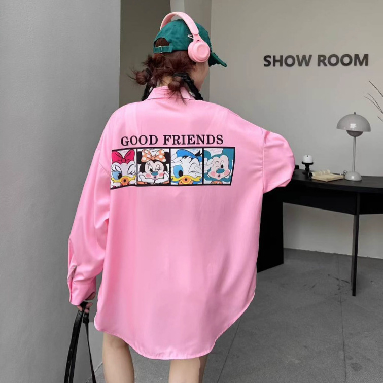 European Station Trendy Heavy Industry Printed Cartoon Shirt for Women 2025 Autumn New Style Loose and Stylish Versatile Long Sleeve Top European Station Trendy Heavy Industry Printed Cartoon Shirt for Women 2025 Autumn New Style Loose and Stylish Versatile Long Sleeve Top