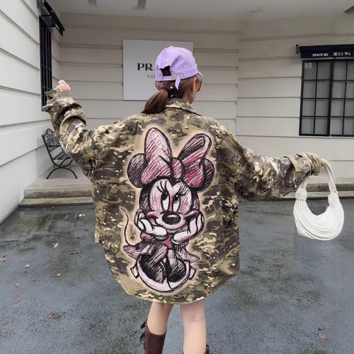 Thailand Chaopai 2025 Autumn New Camouflage Loose Medium length Large Edition Handsome Denim Long Sleeve Shirt Women's Coat