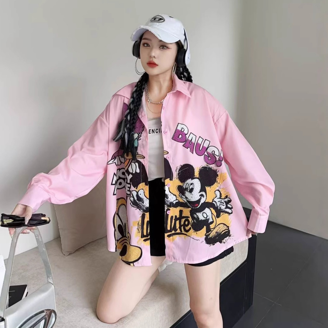 European goods 2025 new Korean version loose and slimming versatile casual shirt, women's design sense niche long sleeved shirt top