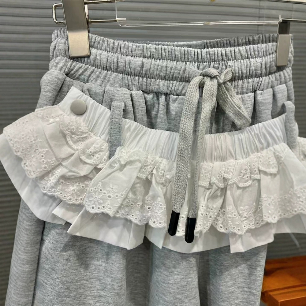 European Station 2025 Autumn New Sweet Cool Spicy Girl Folded Skirt Edge Printed Pendant Loose Waist Pants Wide Leg Pants Trendy European Station 2025 Autumn New Sweet Cool Spicy Girl Folded Skirt Edge Printed Pendant Loose Waist Pants Wide Leg Pants Trendy