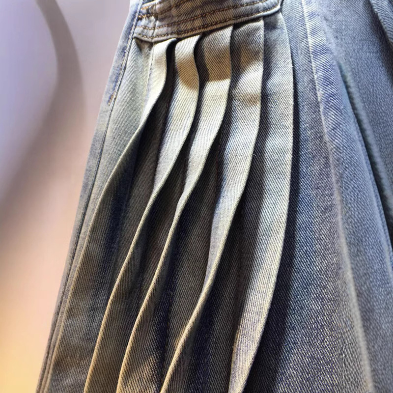 European station 2025 Spring and Autumn new pleated design, high waist slimming work pants, straight leg denim pants, women's trendy brand European station 2025 Spring and Autumn new pleated design, high waist slimming work pants, straight leg denim pants, women's trendy brand