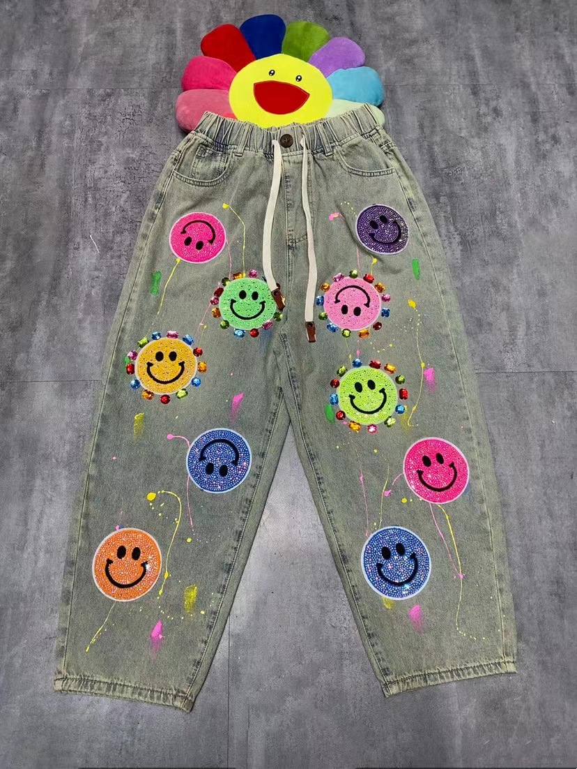 Thailand Chaopai 2024 Spring Summer Heavy Industry Beaded Jeans Women's Worn out Sequins Gem Hand Wash Pants Thailand Chaopai 2024 Spring Summer Heavy Industry Beaded Jeans Women's Worn out Sequins Gem Hand Wash Pants
