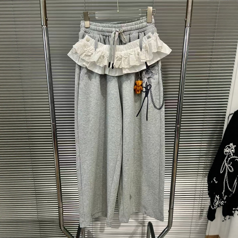 European Station 2025 Autumn New Sweet Cool Spicy Girl Folded Skirt Edge Printed Pendant Loose Waist Pants Wide Leg Pants Trendy European Station 2025 Autumn New Sweet Cool Spicy Girl Folded Skirt Edge Printed Pendant Loose Waist Pants Wide Leg Pants Trendy