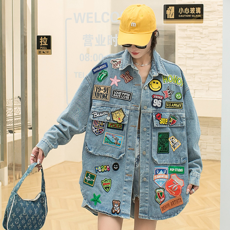 European Station 2022 Spring New European Products Multi label Irregular Washed Denim Fashion Western Coat Women's Cross border Trendy Brand