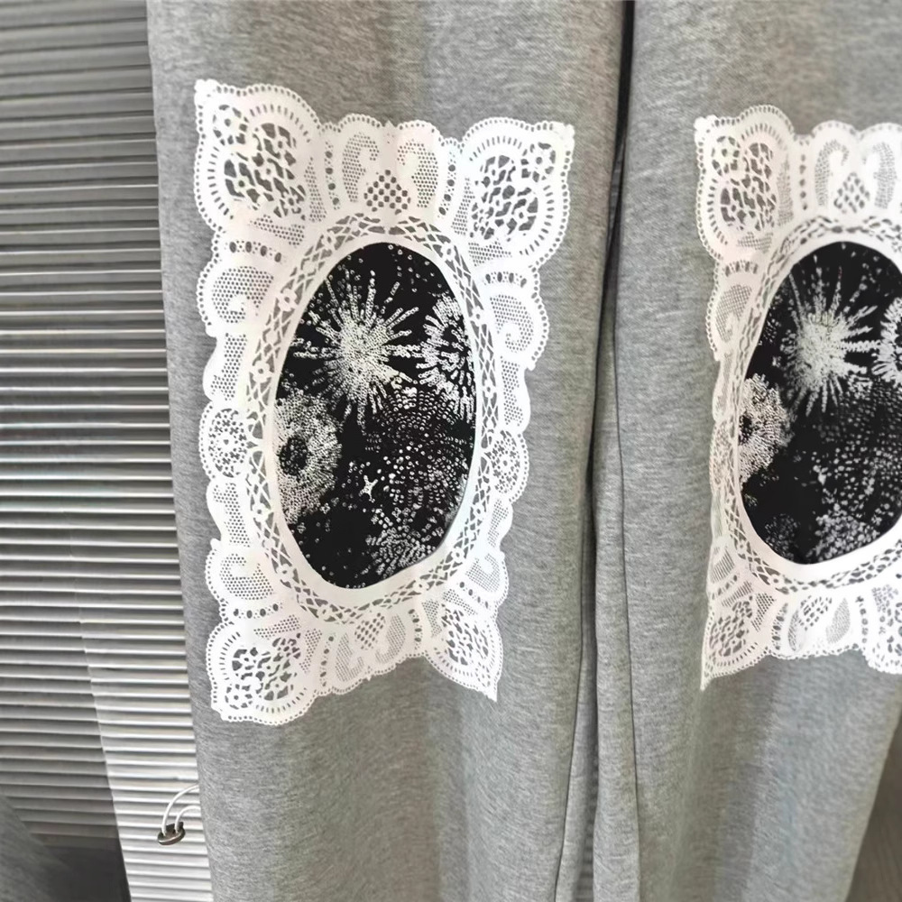 European Station 2025 Spring/Summer New Style American Spicy Girl Style Slim Fit and Versatile Lace Splicing Casual Pants Women's Pants Trendy European Station 2025 Spring/Summer New Style American Spicy Girl Style Slim Fit and Versatile Lace Splicing Casual Pants Women's Pants Trendy