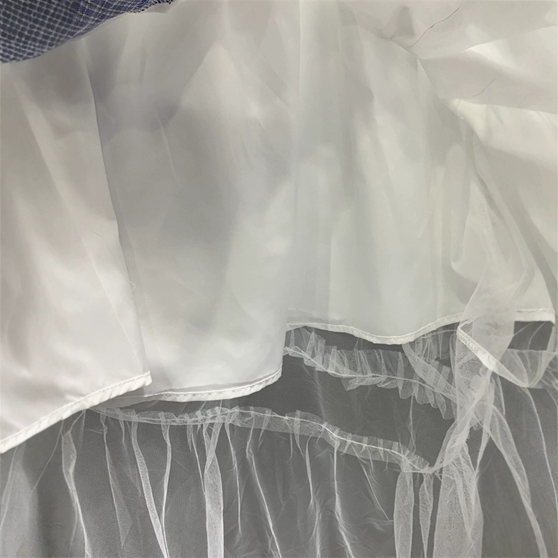 Irregular lace mesh patchwork skirt for women's summer 2025 new high waisted loose fit slimming A-line large swing long skirt Irregular lace mesh patchwork skirt for women's summer 2025 new high waisted loose fit slimming A-line large swing long skirt