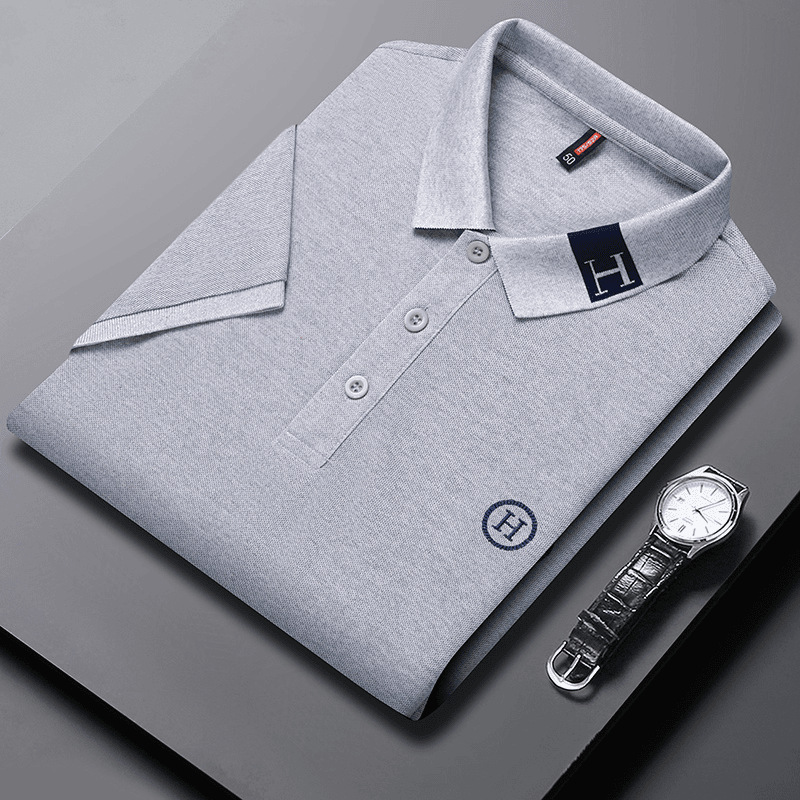 2024 Summer Fashionable Letter Embroidered Casual Polo Shirt Comfortable and Breathable Youth Collar T-shirt