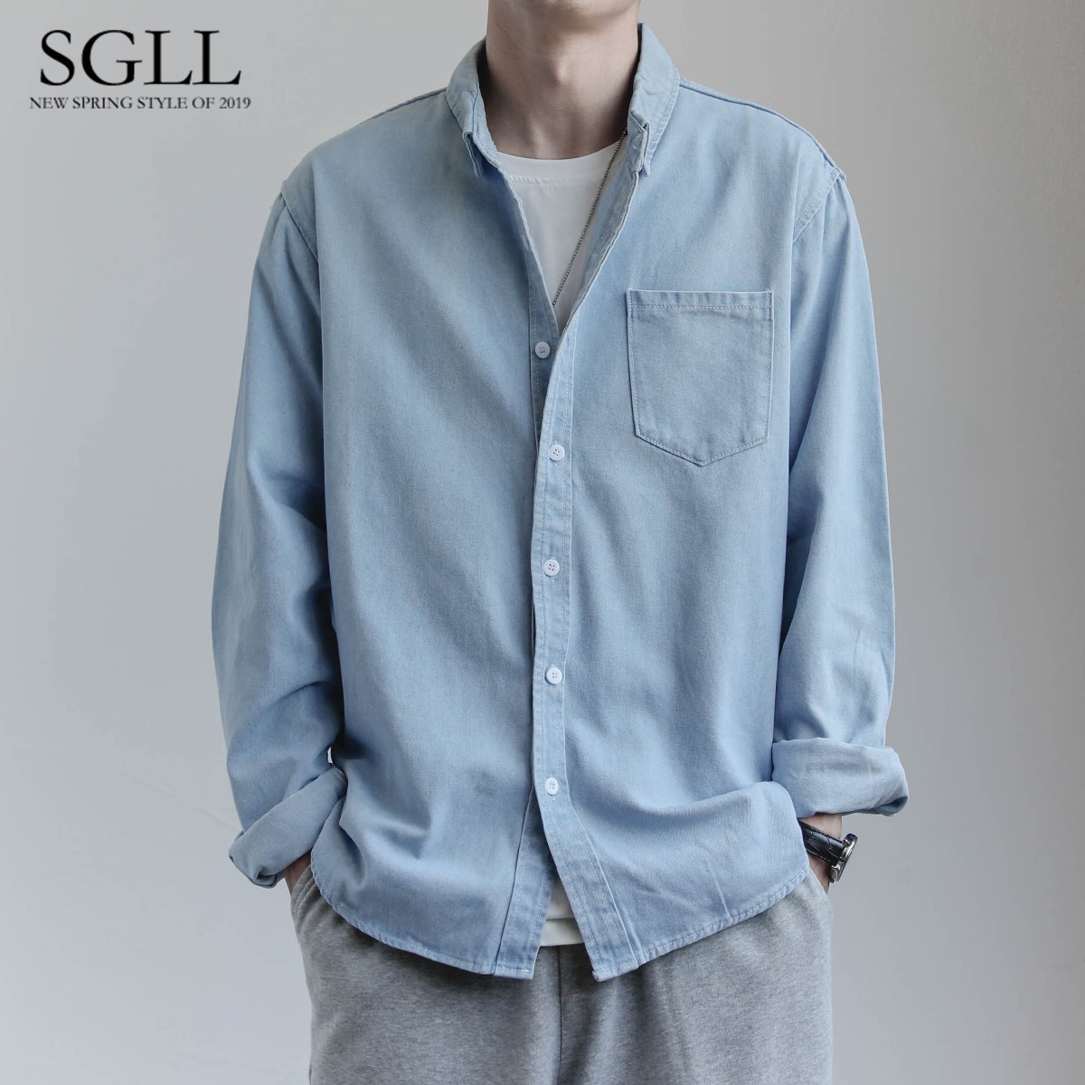 Cowboy shirt men's coat autumn/winter casual versatile shirt long sleeved high-end autumn/winter men's clothing Cowboy shirt men's coat autumn/winter casual versatile shirt long sleeved high-end autumn/winter men's clothing