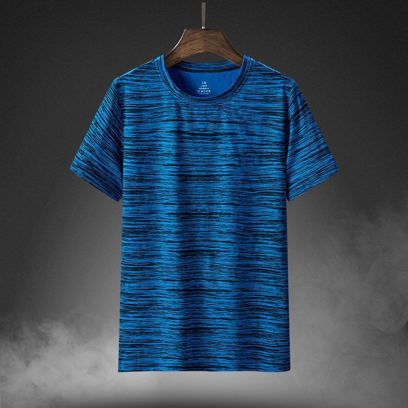 Summer short sleeved T-shirt for men, sports quick drying round neck, loose, breathable, elastic plus size summer thin top