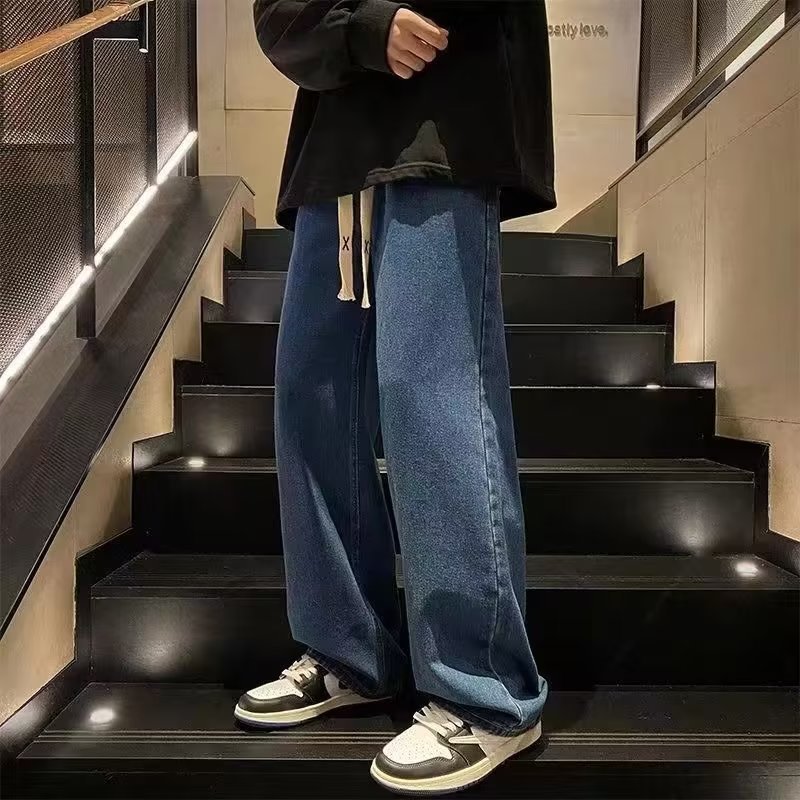 Clothing jeans men's summer thin ice silk American high street loose straight leg casual wide leg long pants