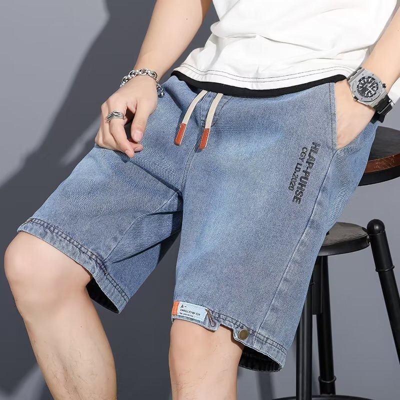 Cowboy shorts, men's Hong Kong trend brand seven quarter pants, loose retro versatile straight leg pants, trendy and handsome Cowboy shorts, men's Hong Kong trend brand seven quarter pants, loose retro versatile straight leg pants, trendy and handsome