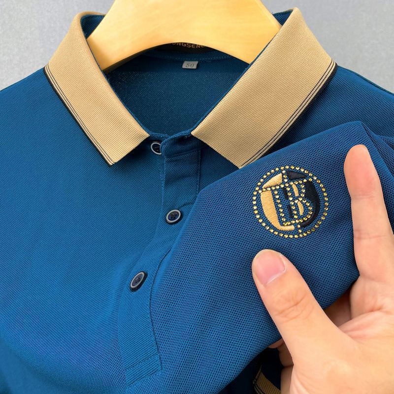 Summer POLO shirt men's short sleeved new business casual collar versatile loose T-shirt foreign trade embroidery top trend Summer POLO shirt men's short sleeved new business casual collar versatile loose T-shirt foreign trade embroidery top trend