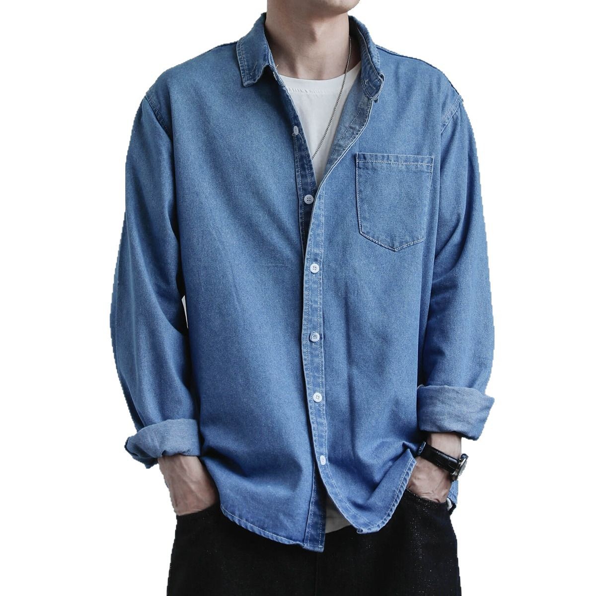 Cowboy shirt men's coat autumn/winter casual versatile shirt long sleeved high-end autumn/winter men's clothing Cowboy shirt men's coat autumn/winter casual versatile shirt long sleeved high-end autumn/winter men's clothing