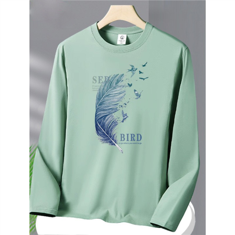 Autumn new long sleeved t-shirt men's hoodie round neck slim fit t-shirt trend inner top top top top shirt