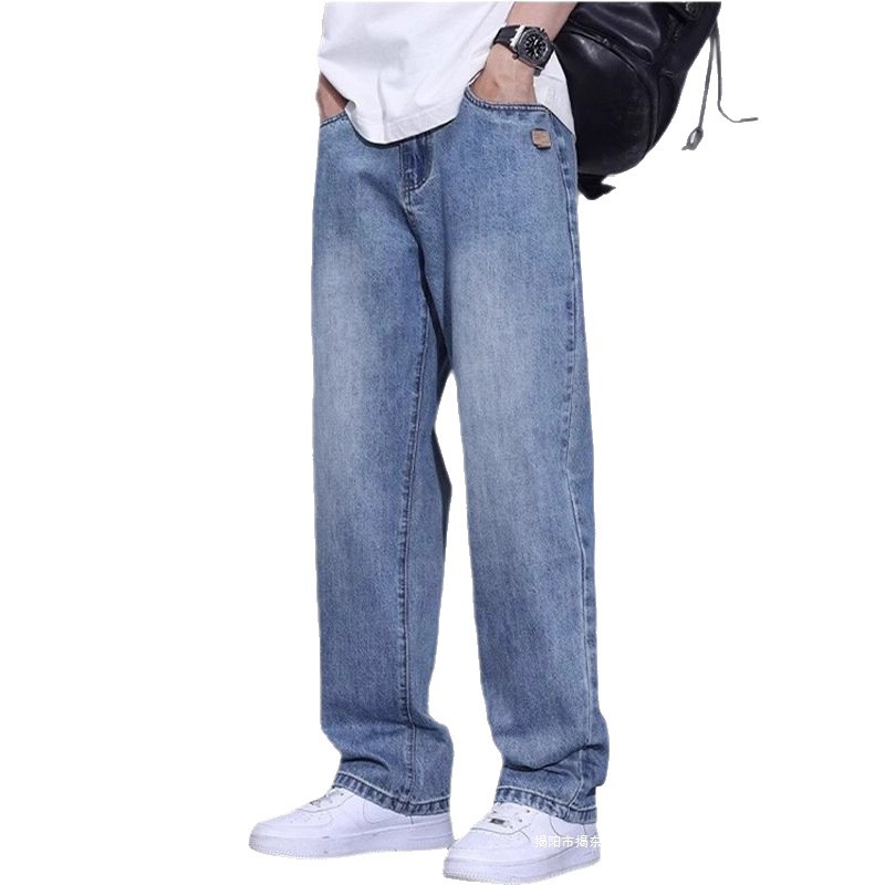 2025 Spring and Autumn New Loose Straight Tube Washed Jeans for Men's Trendy American Retro Wide Leg Loose Casual Pants