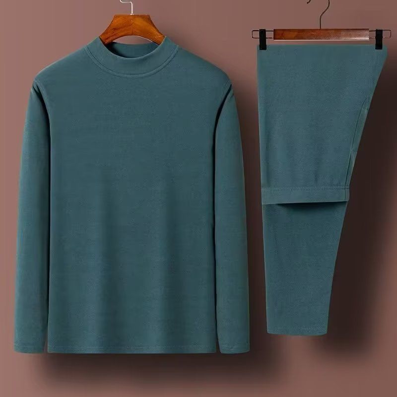 Men's Warm German Velvet Underwear Set Winter Mid to High Neck Anti Cold and Thick Velvet Autumn Clothes Autumn Pants Youth Undercover