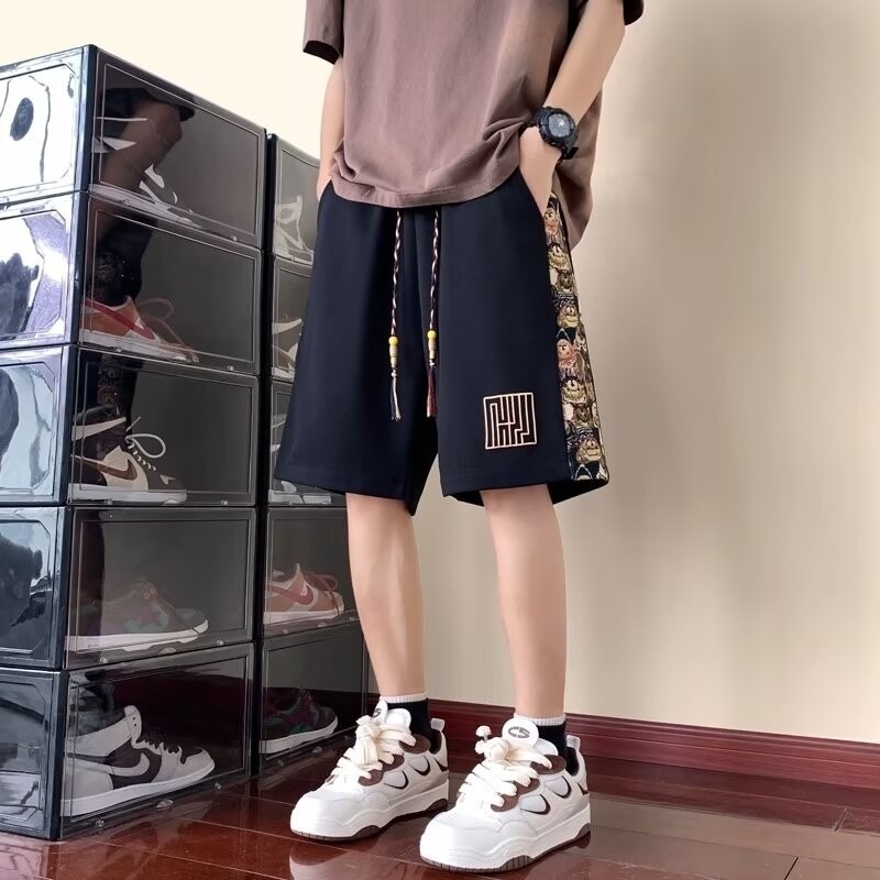 Short pants for men in summer, trendy brand, cool and stylish, embroidered sports pants, oversized loose straight leg casual cropped pants Short pants for men in summer, trendy brand, cool and stylish, embroidered sports pants, oversized loose straight leg casual cropped pants