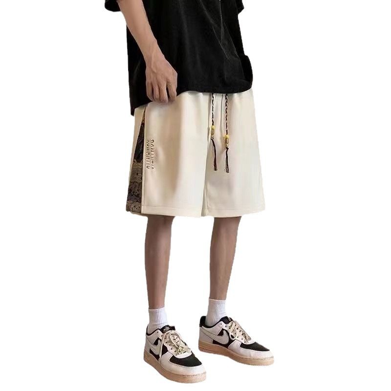 Short pants for men in summer, trendy brand, cool and stylish, embroidered sports pants, oversized loose straight leg casual cropped pants Short pants for men in summer, trendy brand, cool and stylish, embroidered sports pants, oversized loose straight leg casual cropped pants