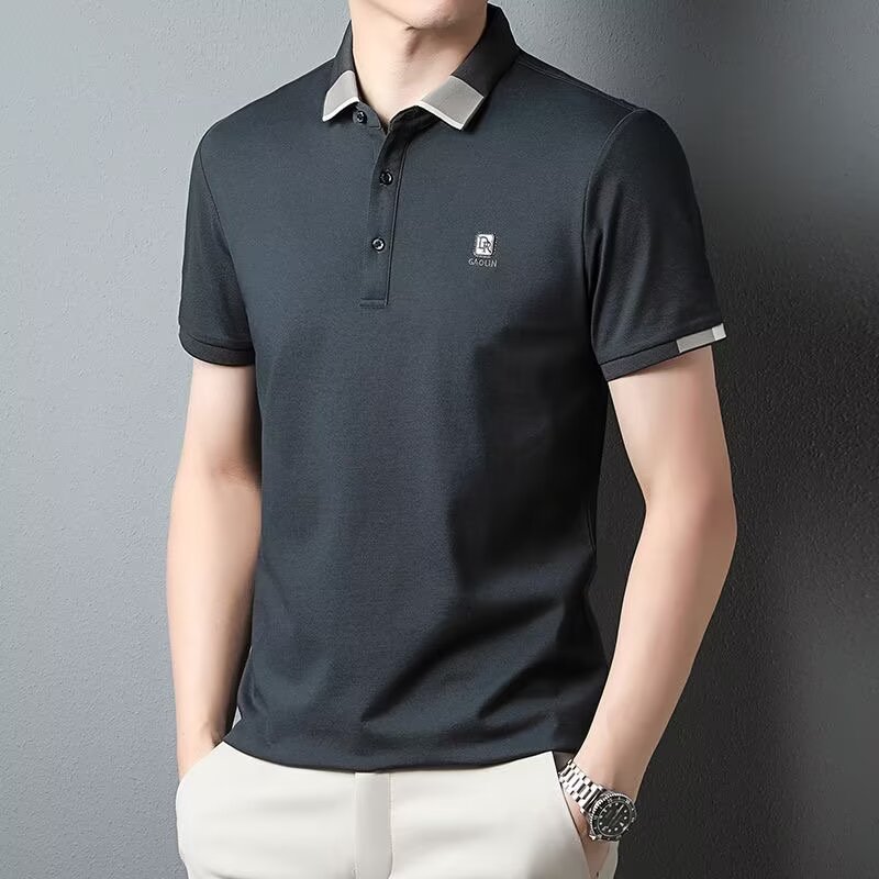 Short sleeved t-shirt men's summer new item men's thin business polo shirt dad T-shirt slim fit high-end