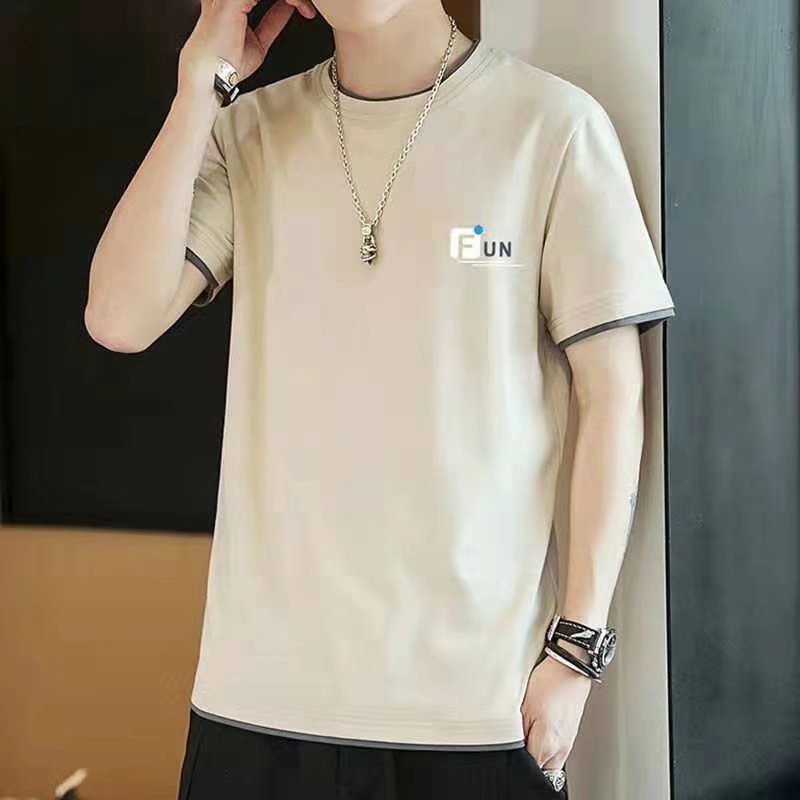 Men's Short sleeved T-shirt Summer 2024 New Ice Silk T-shirt Trendy Loose Half Sleeve Student Top Men