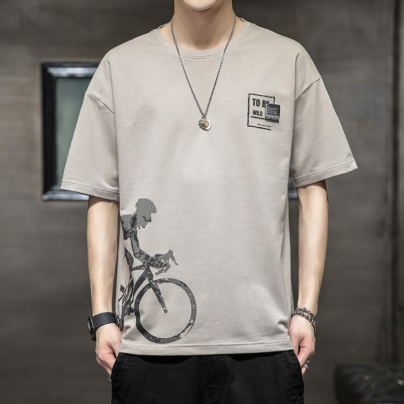 Loose men's personalized T-shirt men's short sleeved 2023 new men's summer clothing T-shirt thin half sleeved