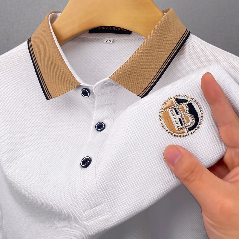 Summer POLO shirt men's short sleeved new business casual collar versatile loose T-shirt foreign trade embroidery top trend Summer POLO shirt men's short sleeved new business casual collar versatile loose T-shirt foreign trade embroidery top trend