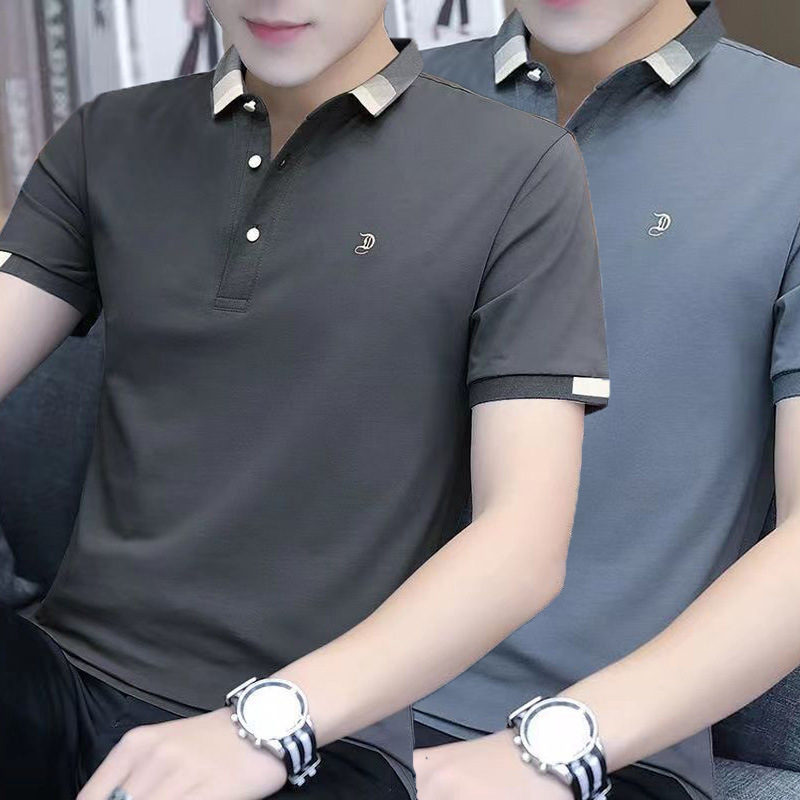 Manufacturer direct sales new short sleeved polo shirt men's casual loose oversized top dad embroidery men's half sleeved top