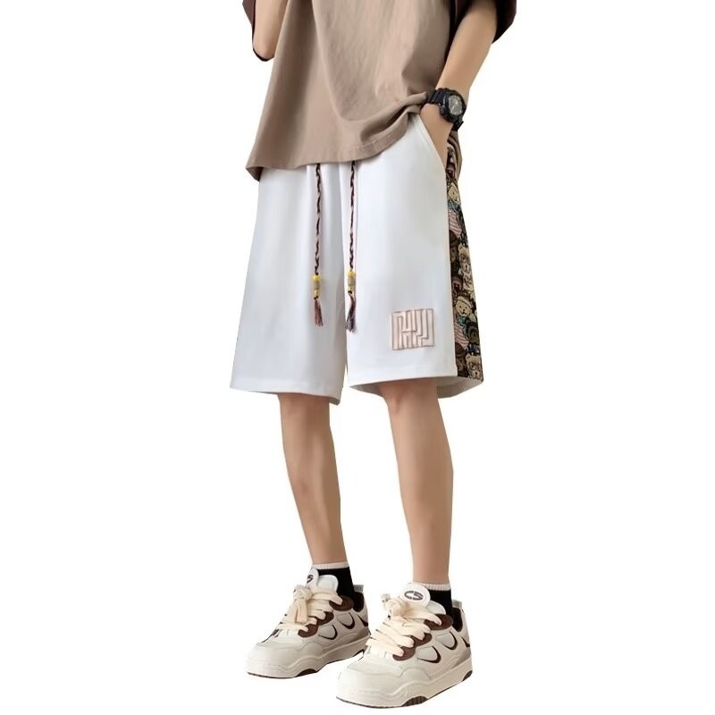Short pants for men in summer, trendy brand, cool and stylish, embroidered sports pants, oversized loose straight leg casual cropped pants Short pants for men in summer, trendy brand, cool and stylish, embroidered sports pants, oversized loose straight leg casual cropped pants