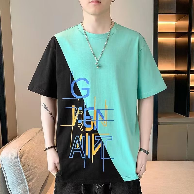 Foreign trade quick drying clothes trend casual half sleeved student round neck printed top men's T-shirt summer short sleeved T-shirt men